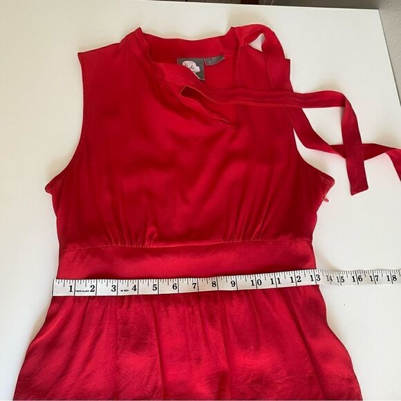 Anthropologie Girls From Savoy Ruffled Oska Red Silk Dress Size 6 - Picture 13 of 16